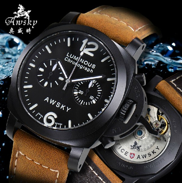 瑞士名表 奥威时全自动手表 防水运动机械表男士军表计时大表盘